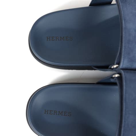 Hermes Chypre Techno Sandals Blue Celeste Suede 